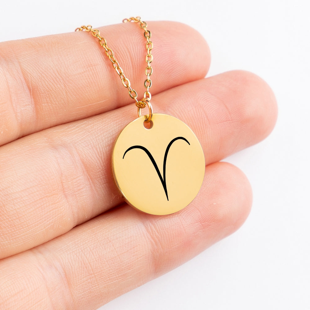 Zodiac Sign Necklace, Zodiac Coin Necklace, Star Sign Necklace