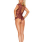 Burgundy Lace Crotchless Romper